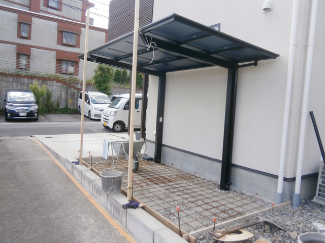 名古屋市千種区　サイクルポート新設　土間打ち工事