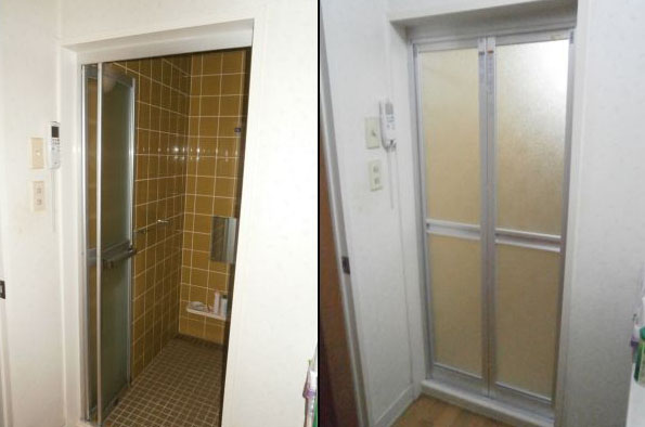 浴室中折れドア交換　名古屋市