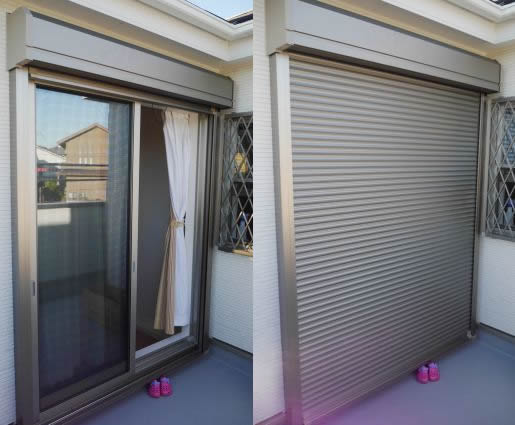 窓の防犯対策に…手動シャッター施工例　名古屋市緑区