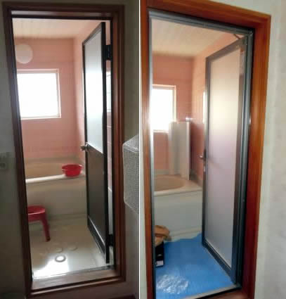 【浴室ドアリフォーム】LIXIL（トステム製）浴室片開框ドア工事にお伺いしました！